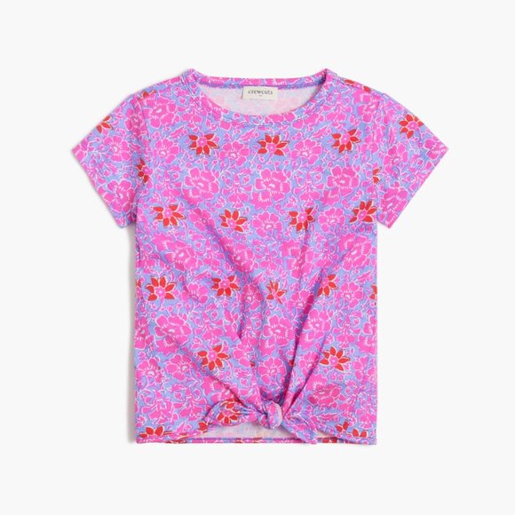 J. Crew Crewcuts Girls Tie Front Tee in Fresh Orchid Wild Azale XL - Picture 1 of 8